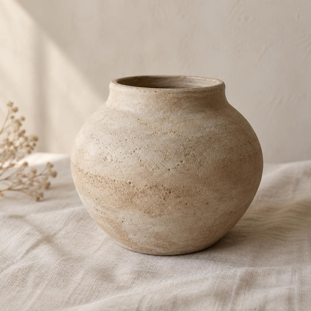 Hand-built stoneware vessel with a matte sand glaze
